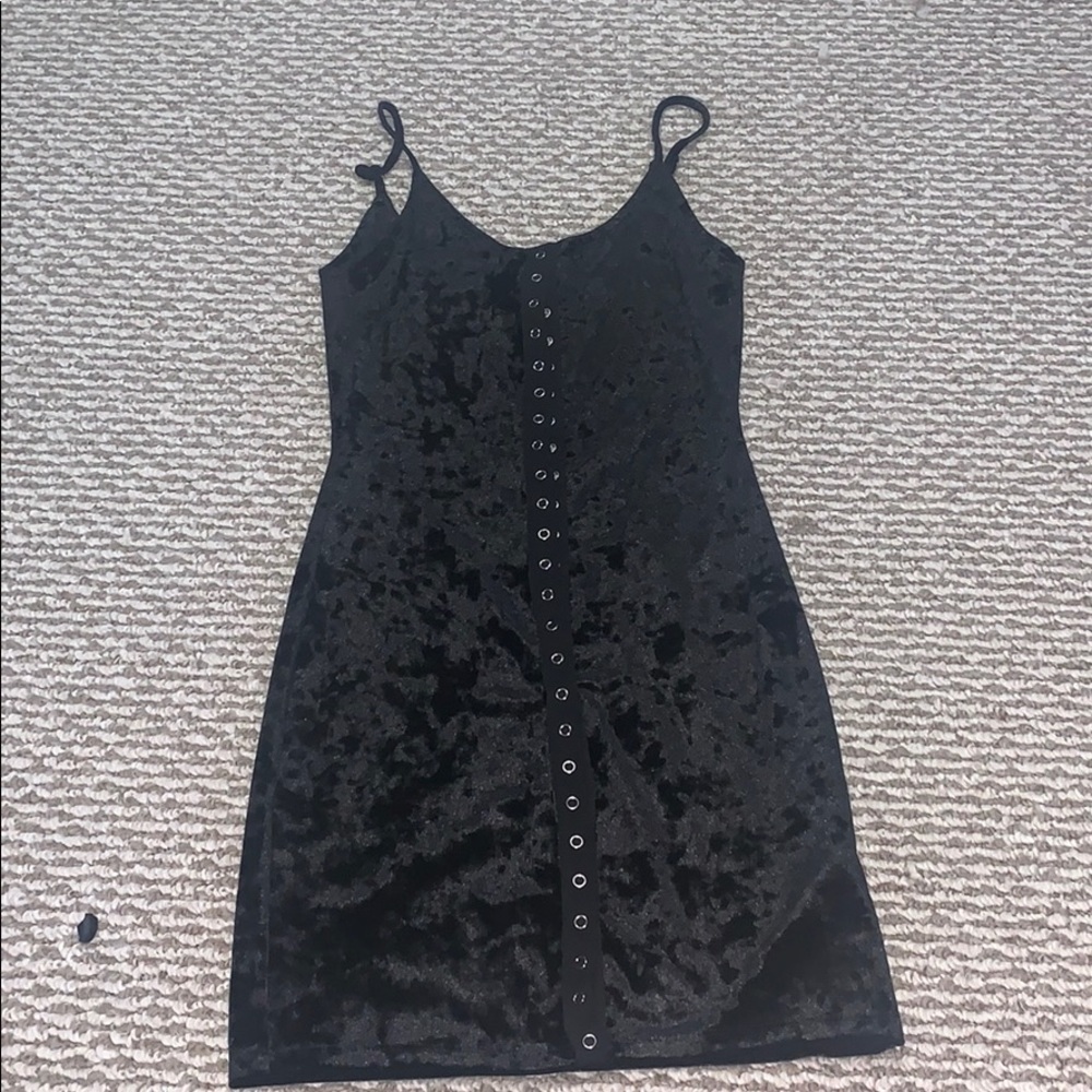 Black mini button up dress